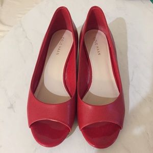 Cole Haan Red Peep Toe Wedges